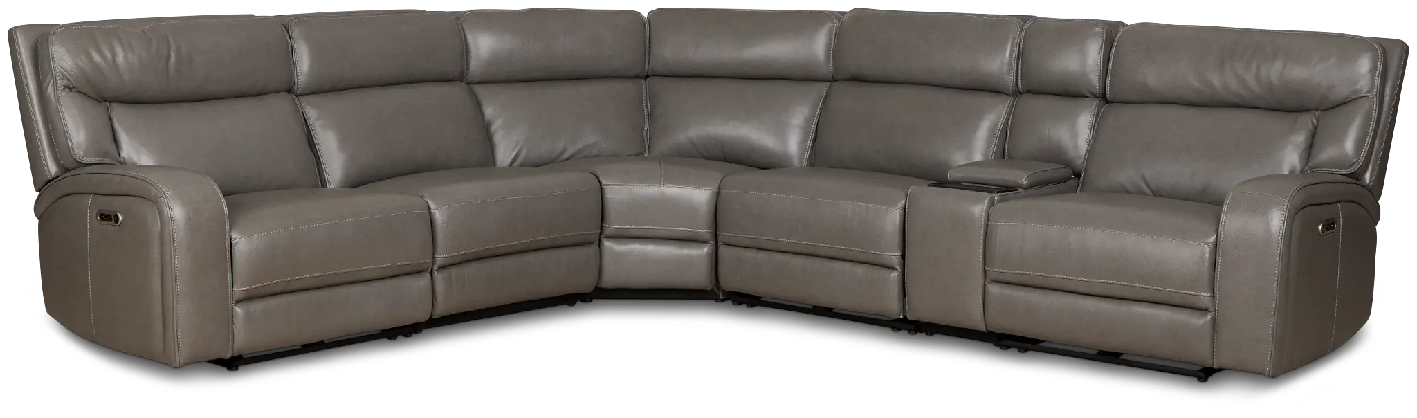 Jasper Gray Leather Medium Dual Power 2-arm Reclining Sectional Jasper Gray Leather Medium Dual Power 2-arm Reclining Sectional