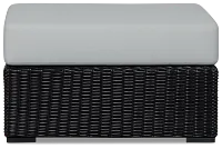 Montecito Black Large Ottoman With Light Blue Cushions