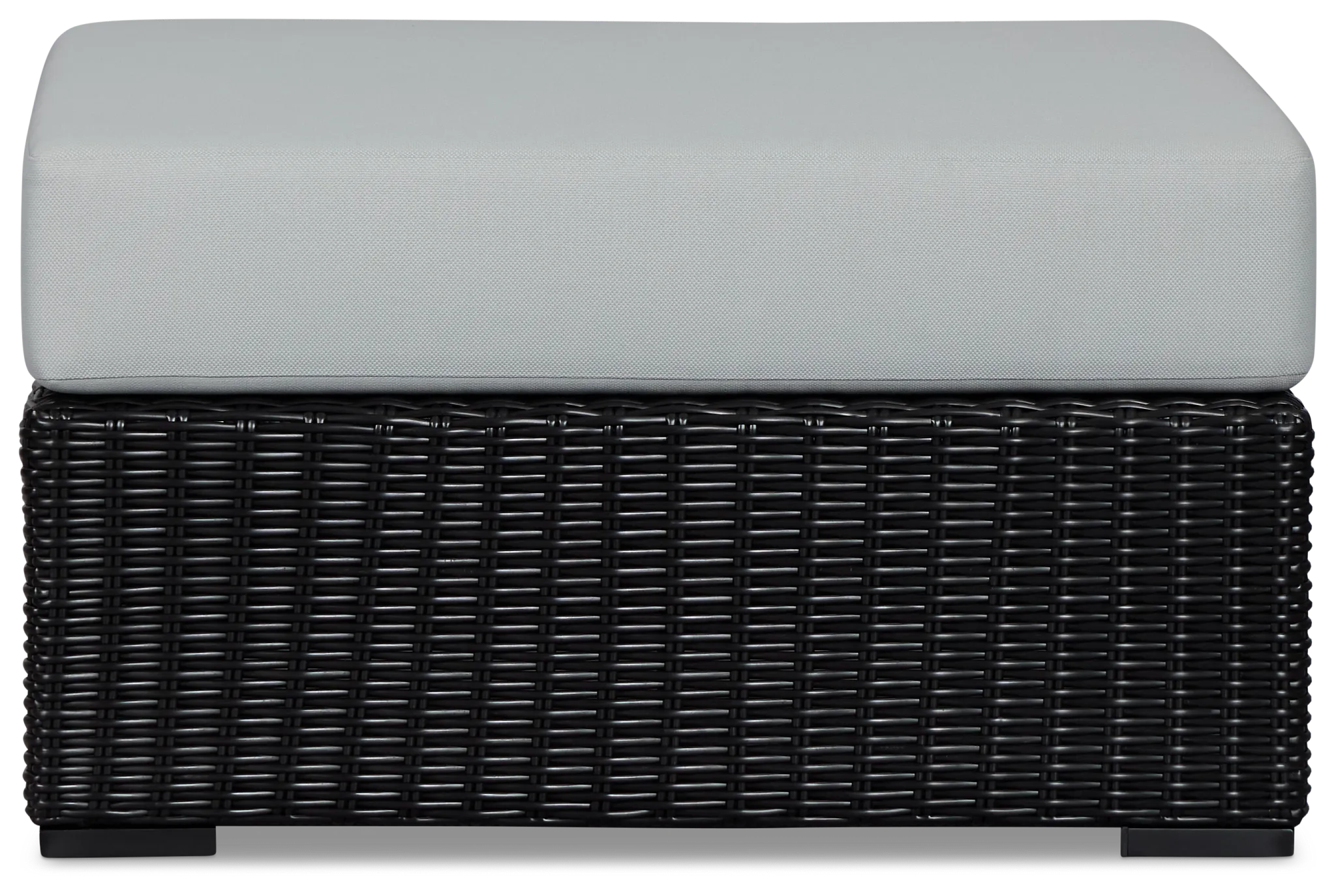 Montecito Black Large Ottoman With Light Blue Cushions