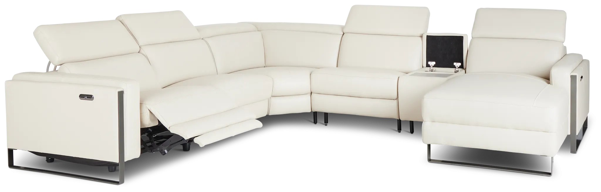 Atlas Taupe Lthr/vinyl Medium Power Reclining Right Chaise Sectional