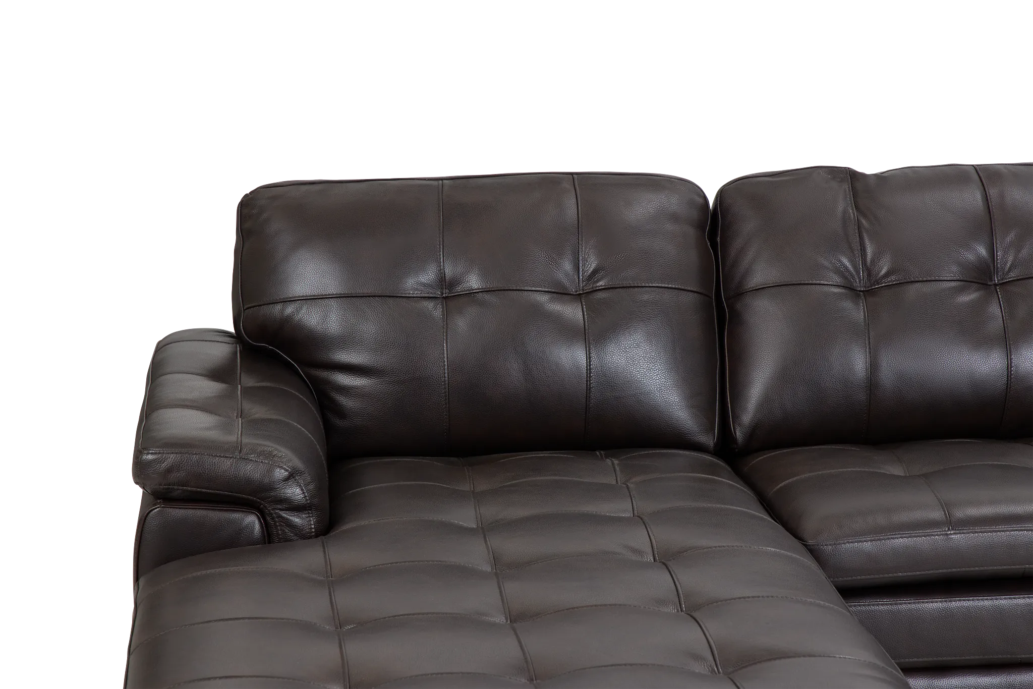 Braden Dark Brown Leather Small Left Chaise Sectional