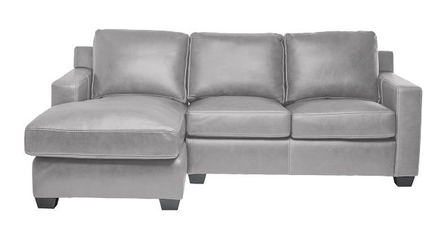 Carson Gray Leather Left Chaise Sectional (0)