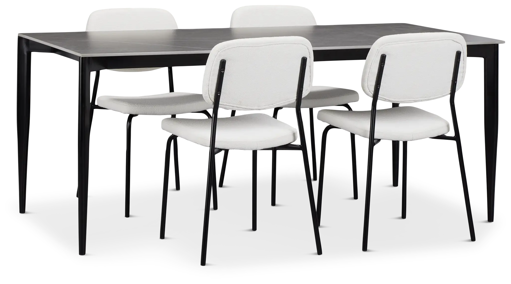 Andover Gray Rect Table & 4 White Upholstered Chairs Andover Gray Rect Table & 4 White Upholstered Chairs