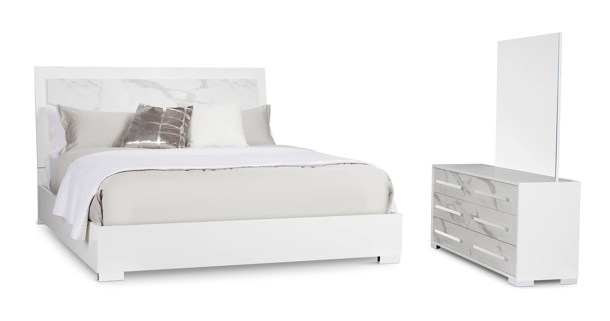 Modena White Platform Bedroom