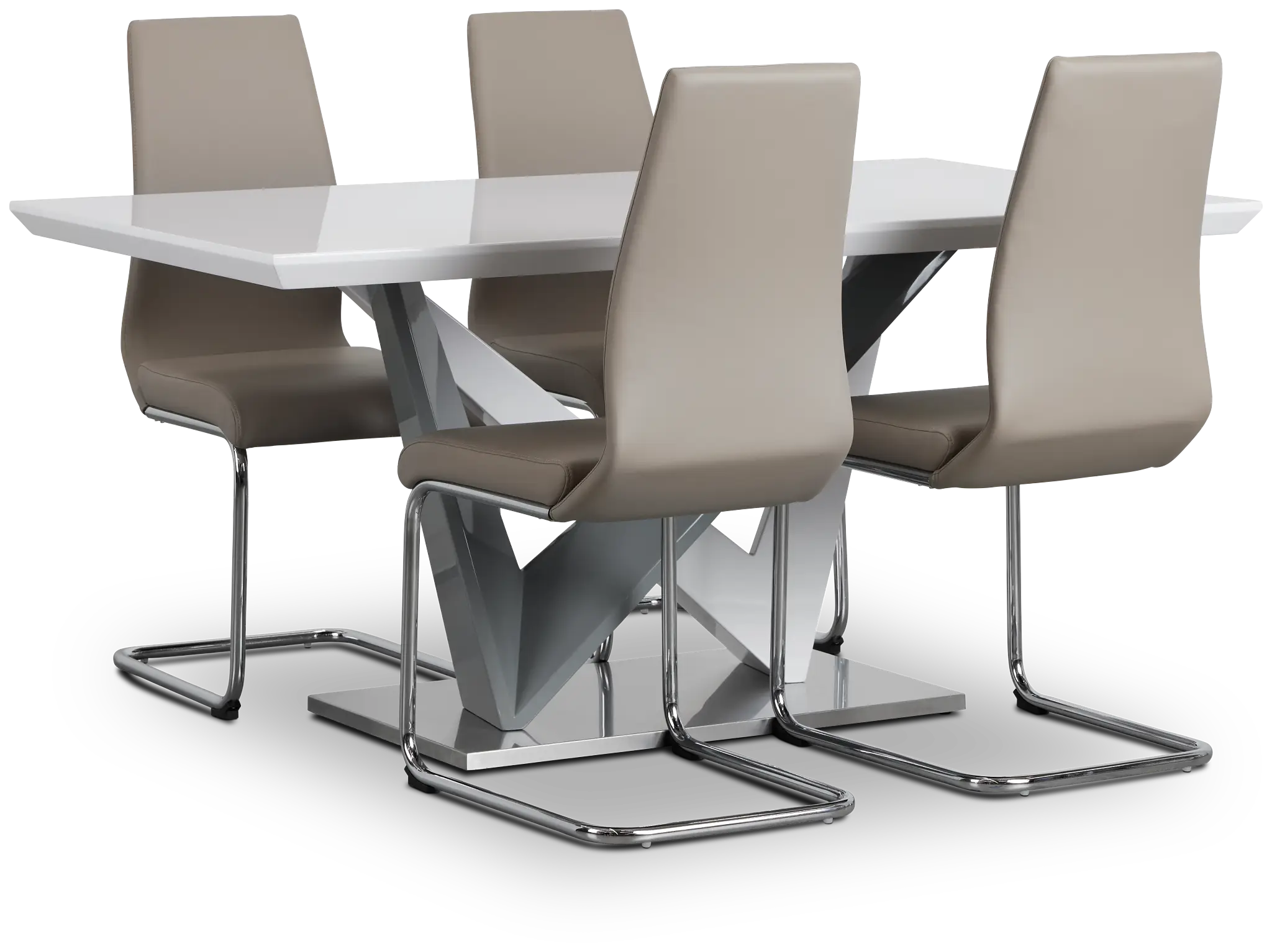 Lennox Taupe Rect Table & 4 Upholstered Chairs Lennox Taupe Rect Table & 4 Upholstered Chairs