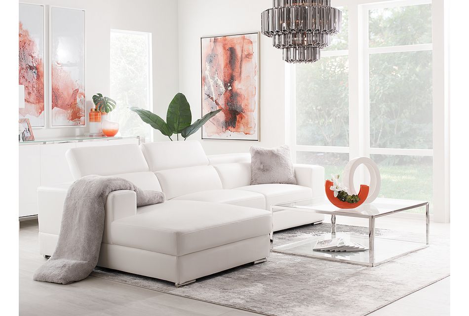 Maxwell White Micro Left Chaise Sectional Living Room