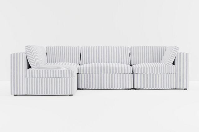 Destin Sea Lane Dark Blue Fabric 4-piece Modular Sectional