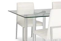 Amalfi White Glass Rectangular Table & 4 Metal Chairs