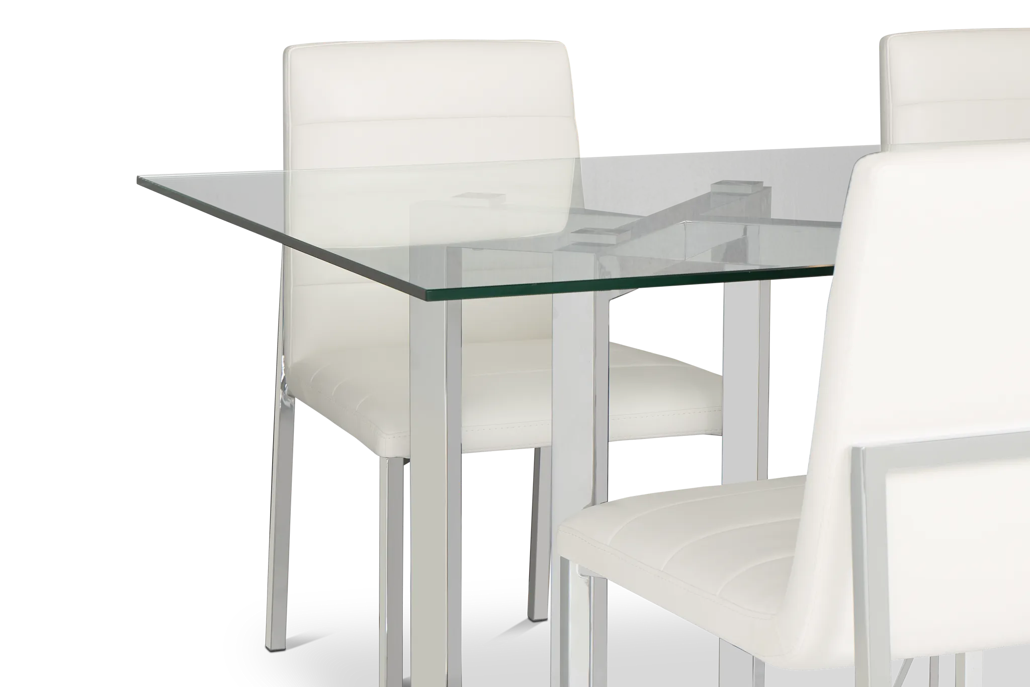 Amalfi White Glass Rectangular Table & 4 Metal Chairs