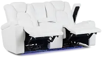 Troy White Micro Power Reclining Console Loveseat