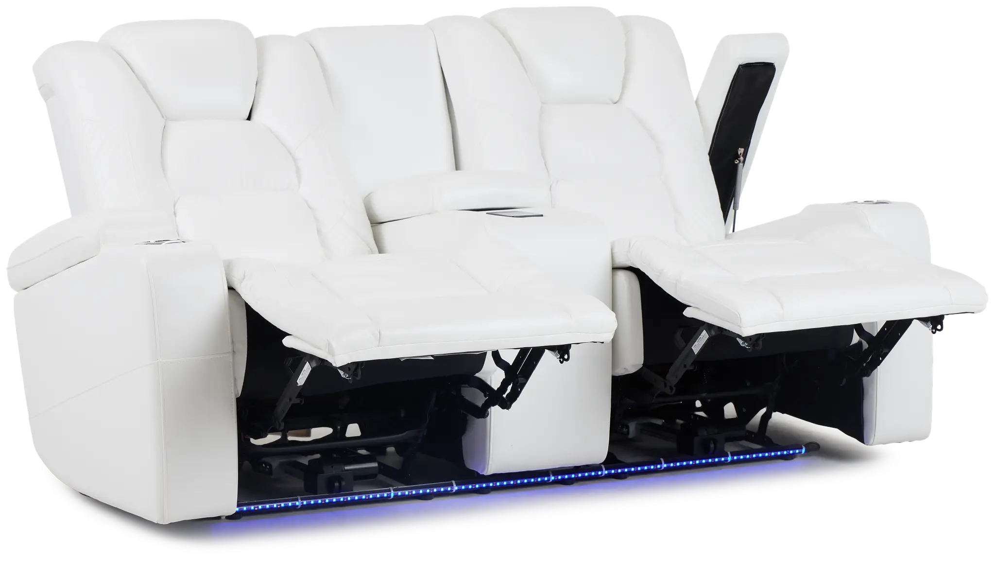 Troy White Micro Power Reclining Console Loveseat Troy White Micro Power Reclining Console Loveseat