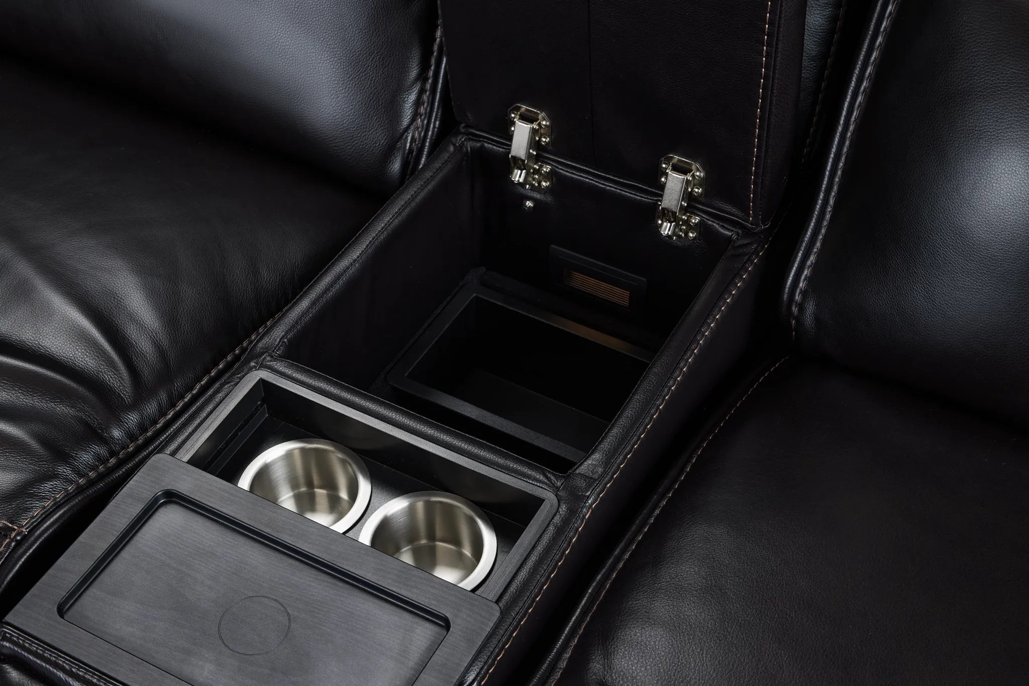 Casey Black Lthr/vinyl Large Triple Power Reclining Two-arm Sectional