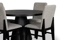 Modesto Black Round Table & 4 Upholstered Chairs