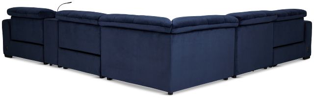 Gemma Navy Velvet Medium Triple Power 2-arm Sectional