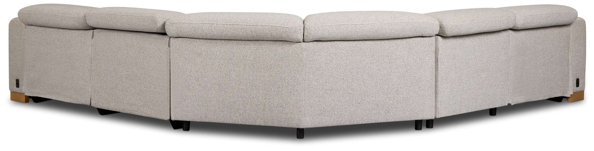Leona Light Gray Fabric Small Triple Power Reclining Two-arm Sectional