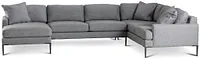 Morgan Dark Gray Fabric Medium Left Chaise Sectional W/ Metal Legs