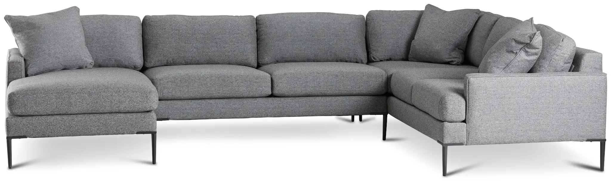 Morgan Dark Gray Fabric Medium Left Chaise Sectional W/ Metal Legs Morgan Dark Gray Fabric Medium Left Chaise Sectional W/ Metal Legs