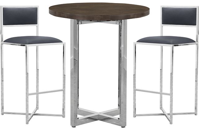 Amalfi Gray Wood Pub Table & 2 Metal Barstools (0)