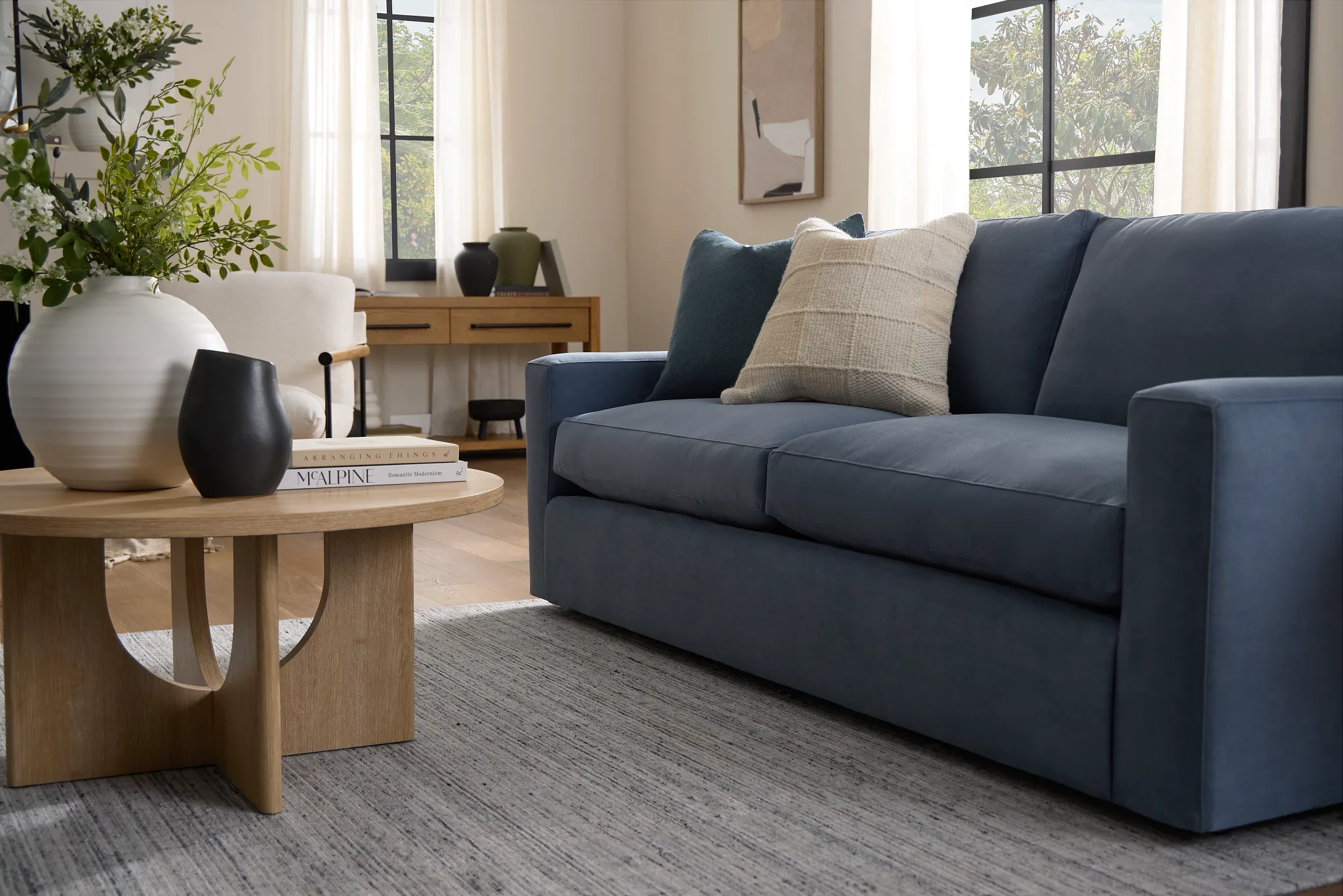 Hudson Blue Fabric Sofa