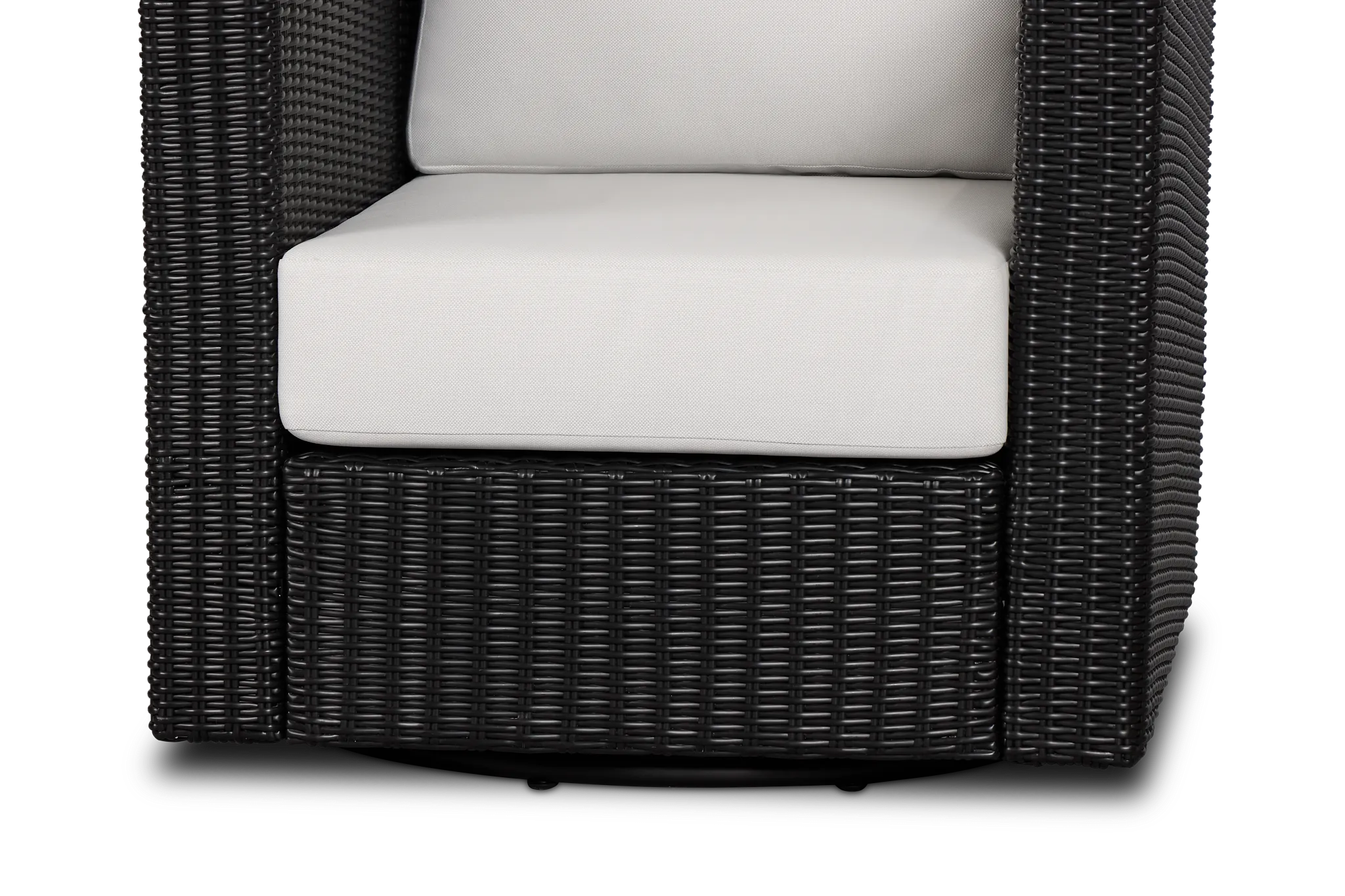 Montecito Black Swivel Chair With Light Beige Cushions