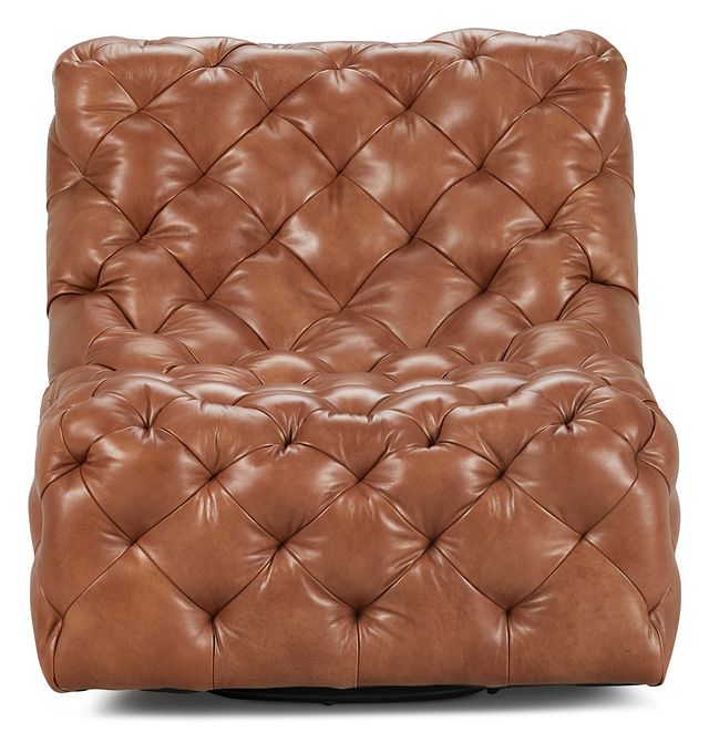 Rigby Brown Leather Swivel Accent Chair