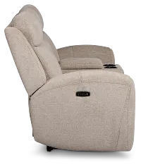Walker Beige Fabric Power Reclining Console Loveseat W/ Power Headrest