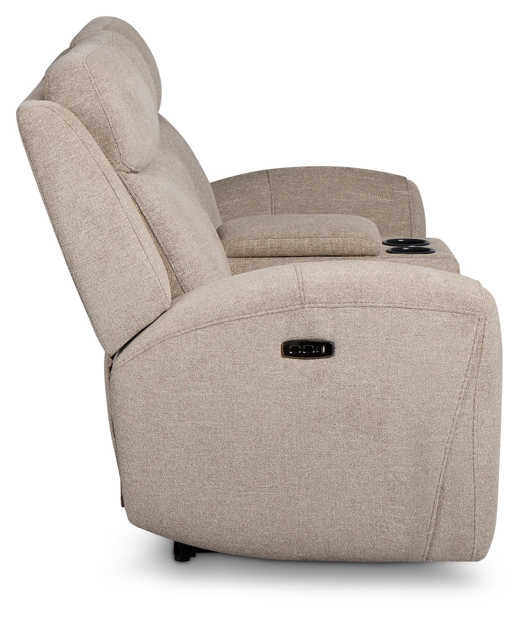 Walker Beige Fabric Power Reclining Console Loveseat W/ Power Headrest
