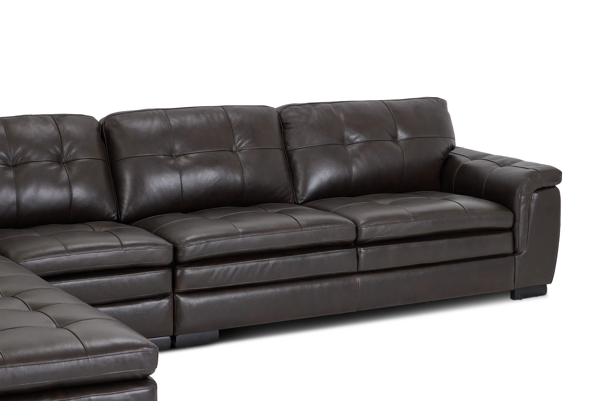 Braden Dark Brown Leather Medium Left Bumper Sectional