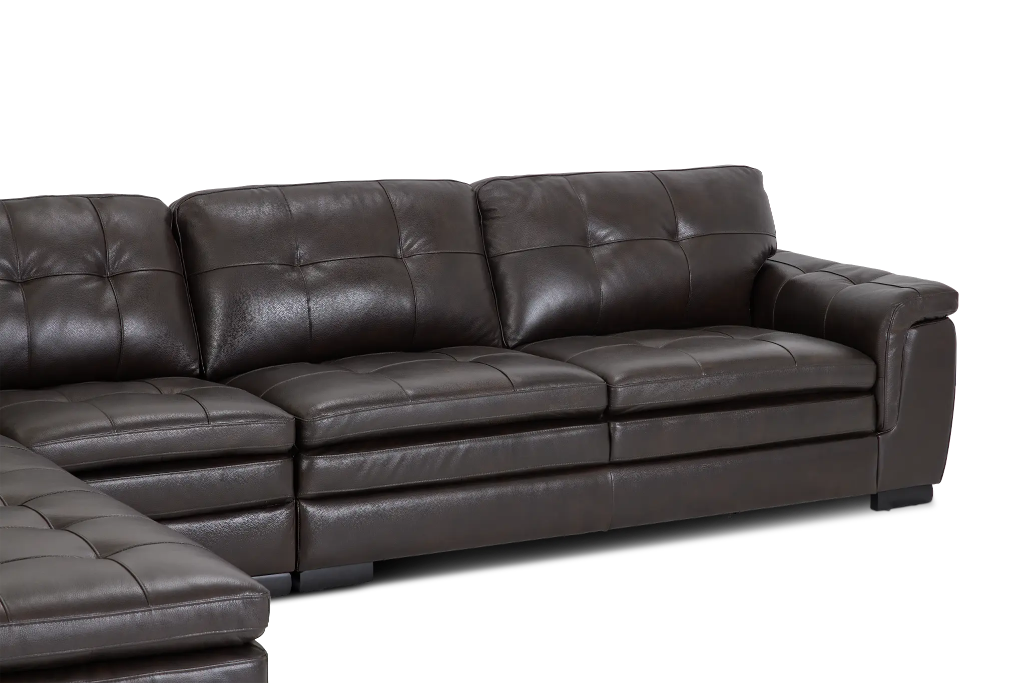 Braden Dark Brown Leather Medium Left Bumper Sectional Braden Dark Brown Leather Medium Left Bumper Sectional