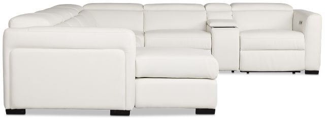 Melody White Storage Medium Left Power Reclining Chaise Sleeper Sect