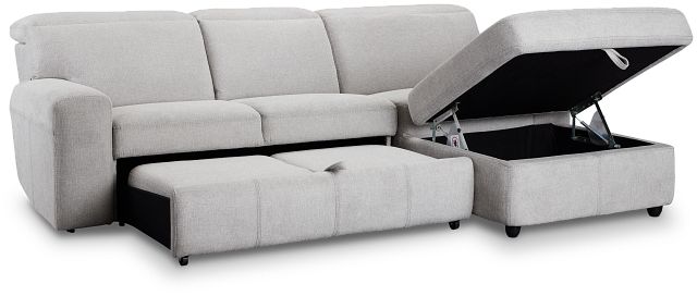 Callum Light Gray Storage Small Right Power Chaise Sleeper Sectional
