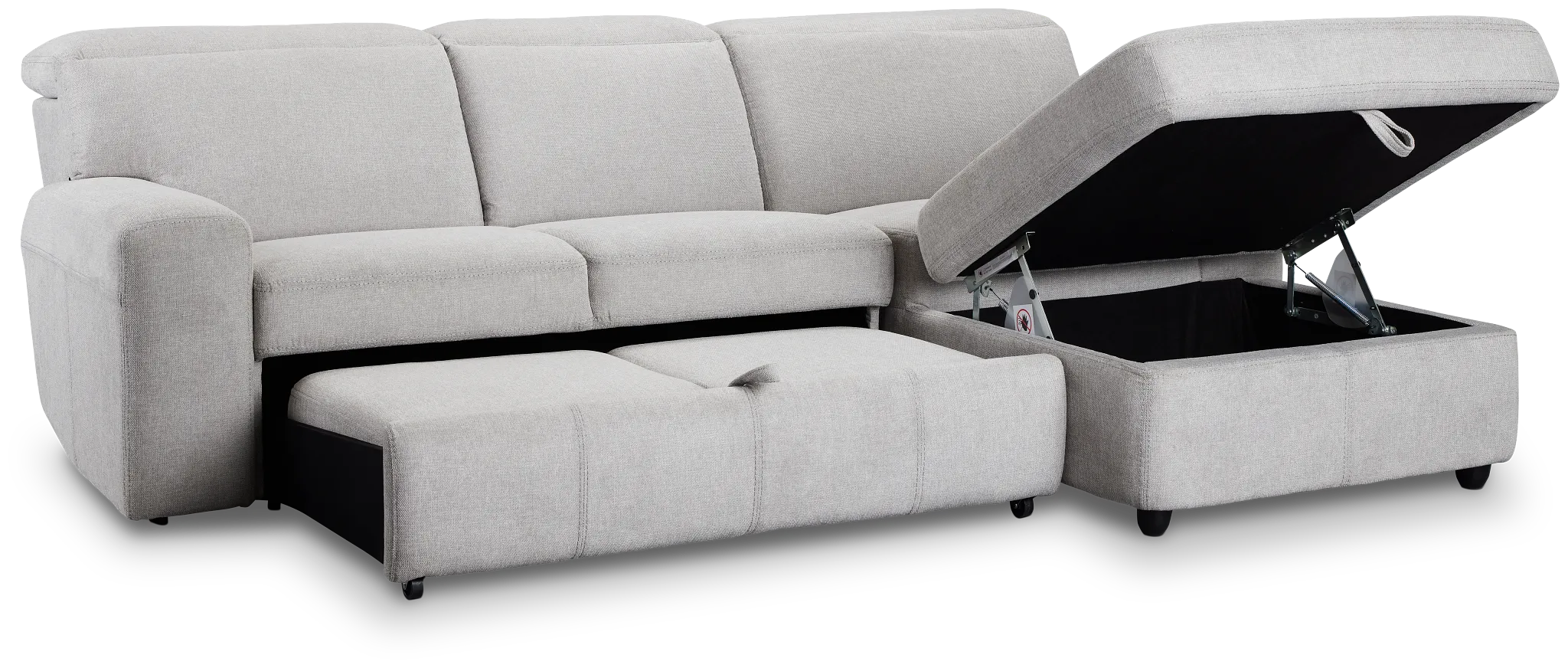 Callum Light Gray Storage Small Right Power Chaise Sleeper Sectional