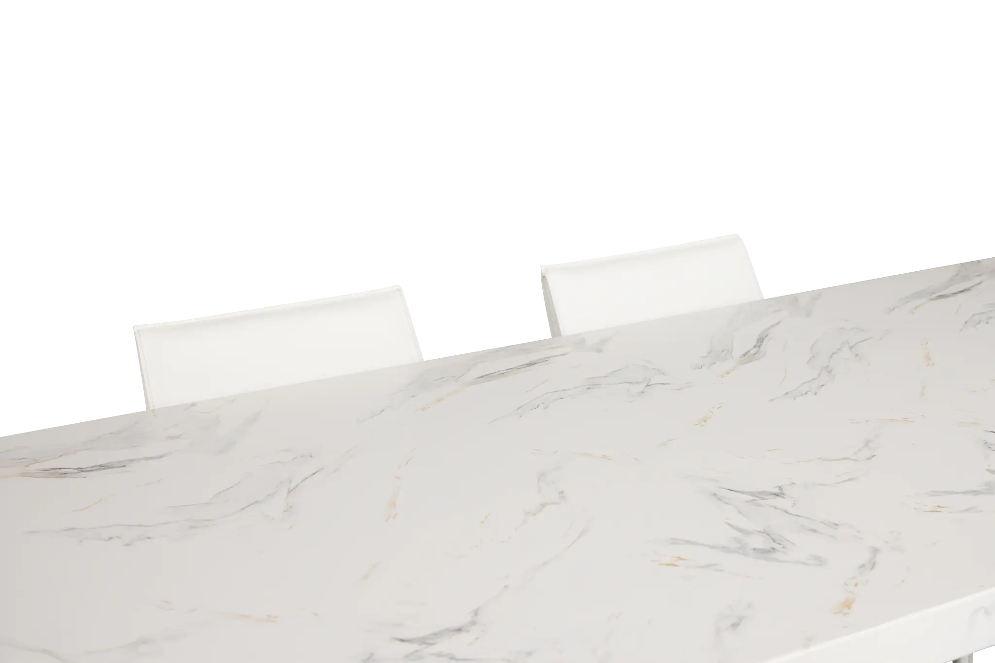 Viscaya White Rect Table & 4 White Upholstered Chairs Viscaya White Rect Table & 4 White Upholstered Chairs