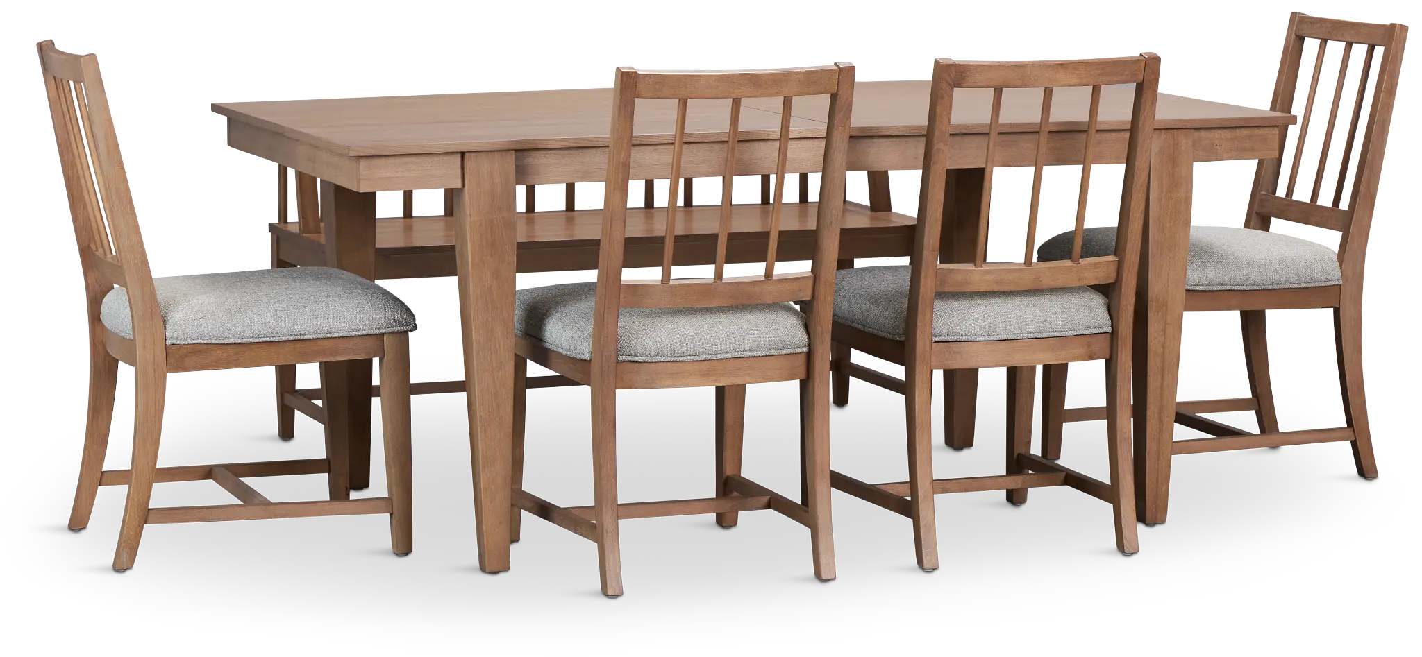 Provo Mid Tone Rect Table, 4 Gray Chairs & Bench Provo Mid Tone Rect Table, 4 Gray Chairs & Bench