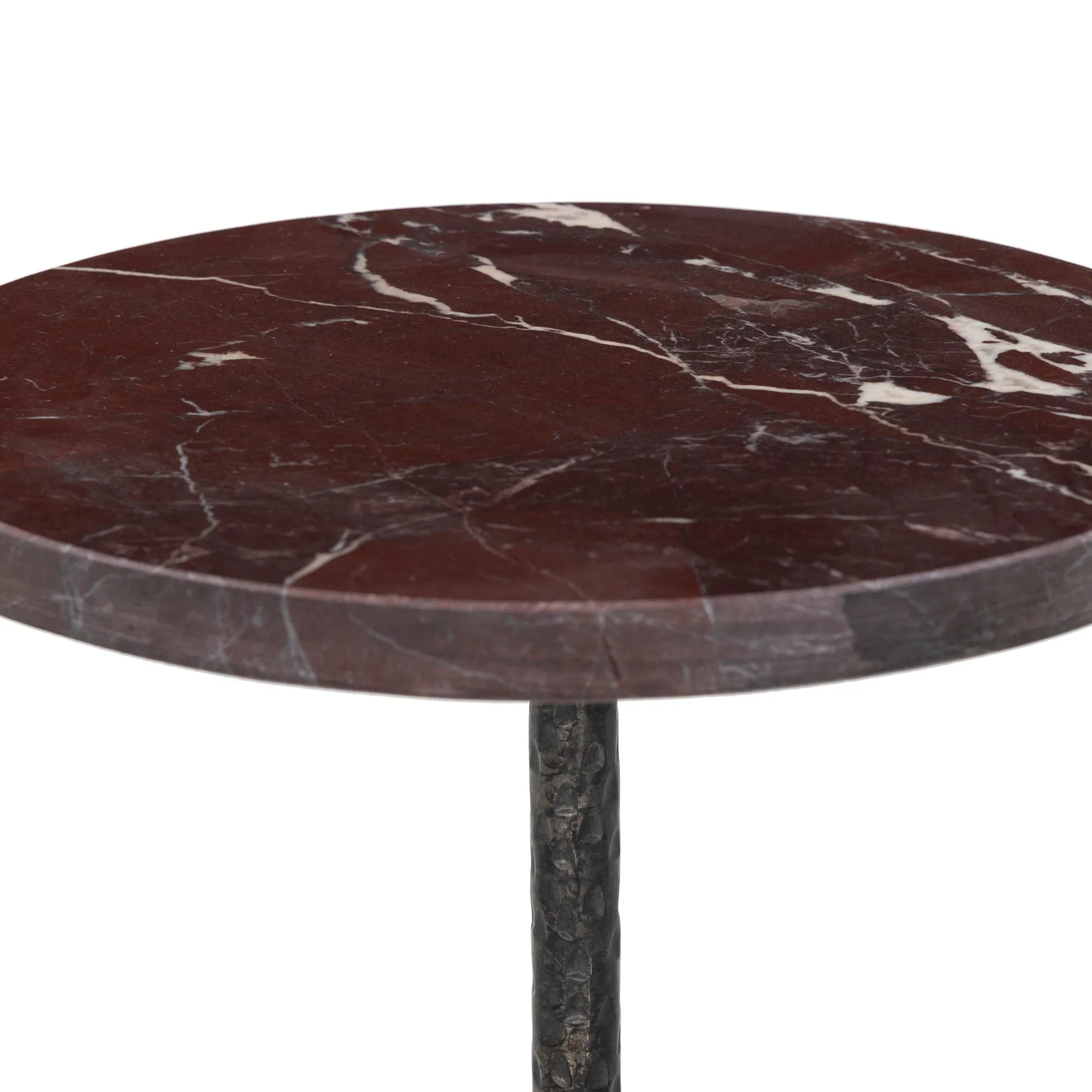 Mario Red Marble Round Accent Table
