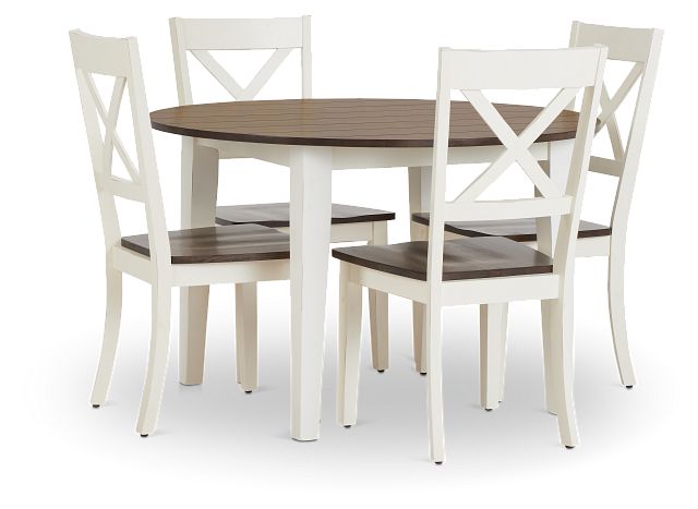 Sumter White Round Table & 4 Chairs