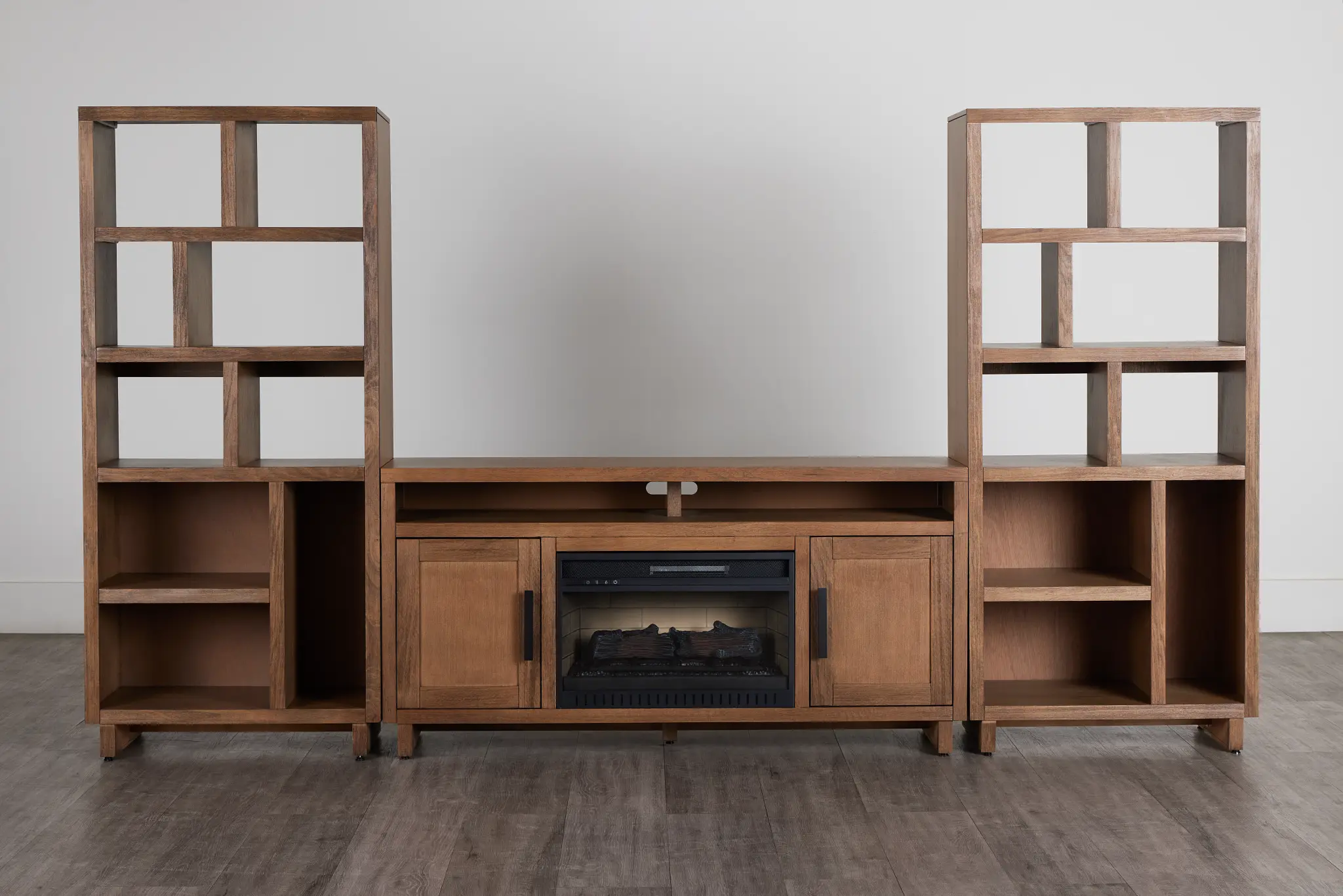 Richmond Light Tone 64" Open Pier Entertainment Wall With Fireplace Richmond Light Tone 64" Open Pier Entertainment Wall With Fireplace