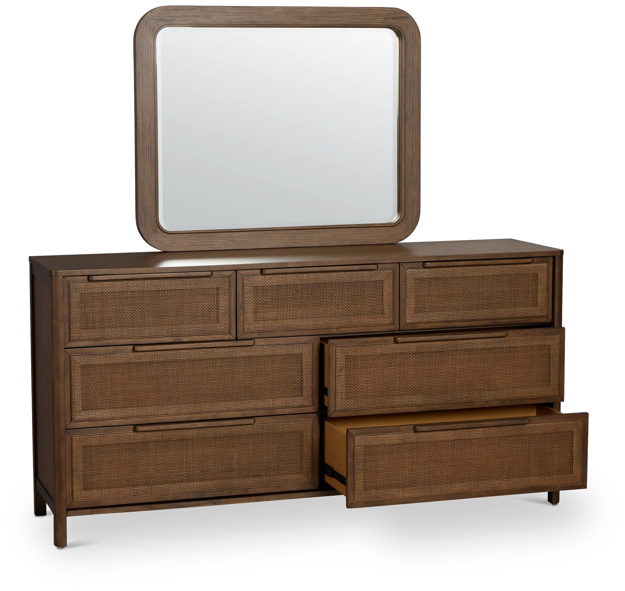 Pacific Mid Tone 7-drawer Dresser & Mirror Pacific Mid Tone 7-drawer Dresser & Mirror