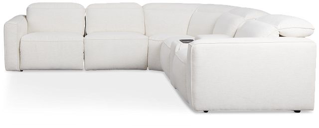 Ryland White Fabric Medium Triple Power 2-arm Sectional