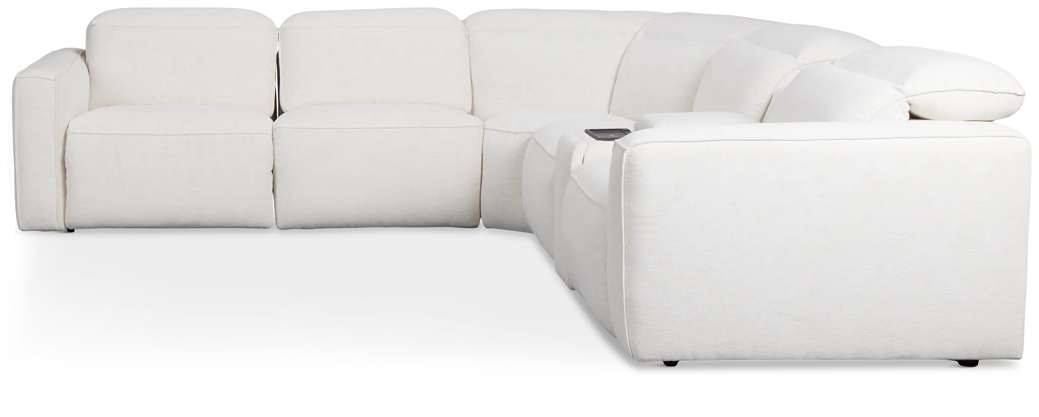 Ryland White Fabric Medium Triple Power 2-arm Sectional