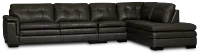 Braden Dark Gray Leather Medium Right Bumper Sectional