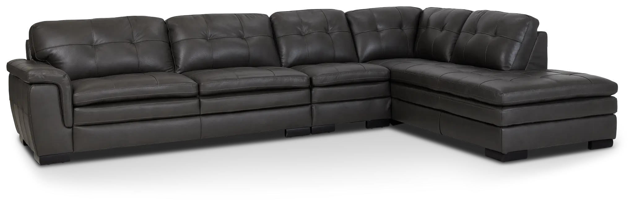 Braden Dark Gray Leather Medium Right Bumper Sectional Braden Dark Gray Leather Medium Right Bumper Sectional