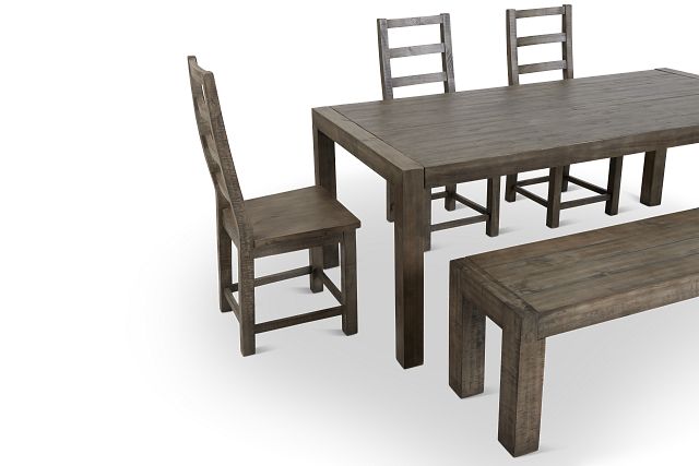 Seattle Gray Rect Table, 4 Chairs & Bench