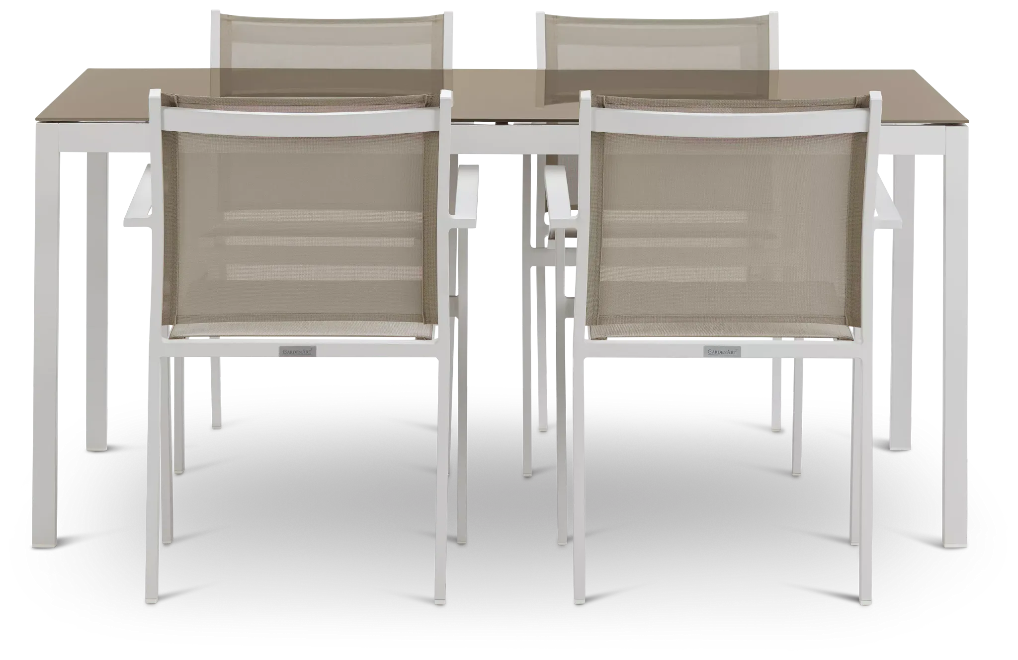 Aventura Champagne 63" Table & 4 Arm Chairs