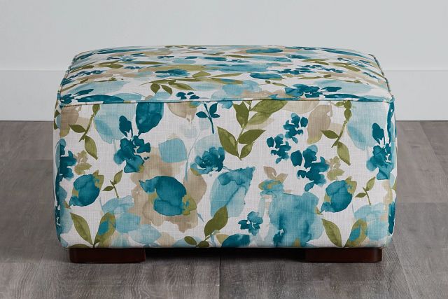 Wellstone Teal Fabric Cocktail Ottoman