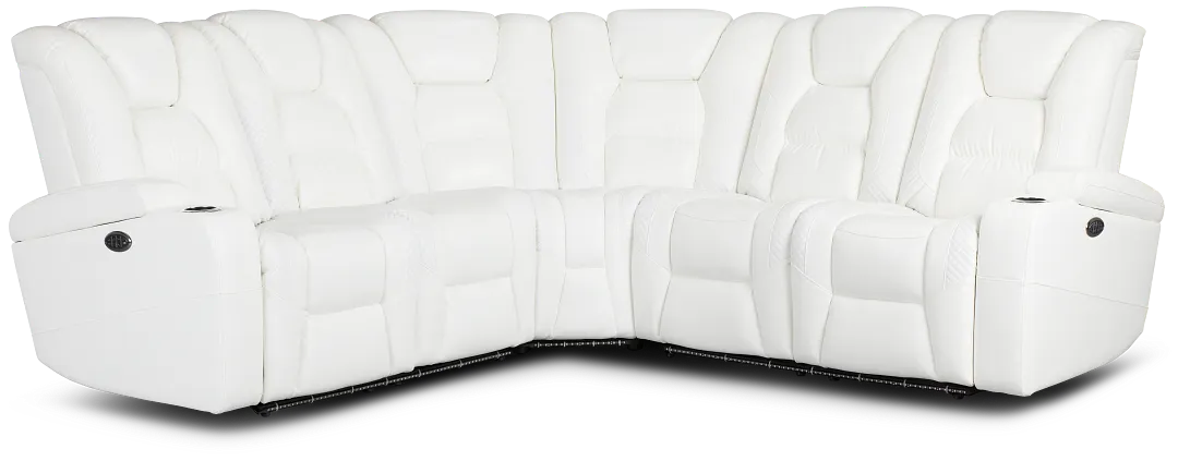 Troy White Micro Small Dual Power Reclining Two-arm Sectional