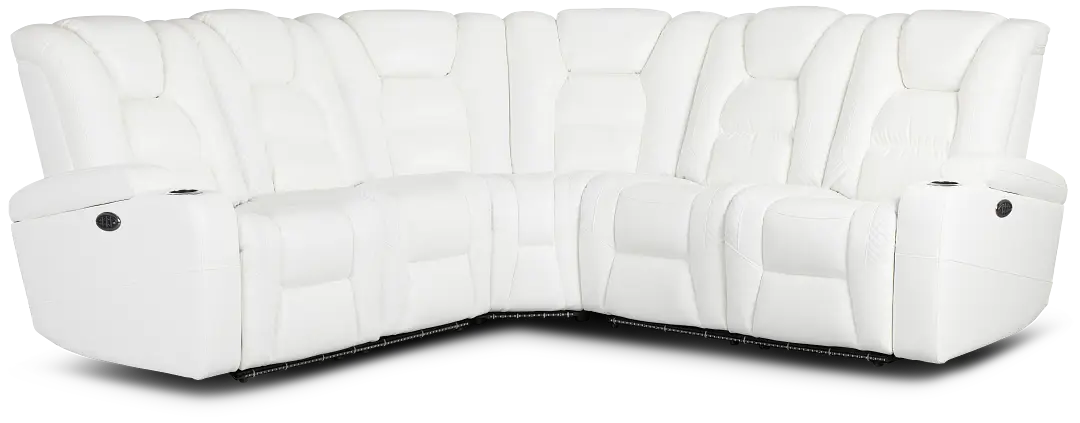 Troy White Micro Small Dual Power Reclining Two-arm Sectional Troy White Micro Small Dual Power Reclining Two-arm Sectional