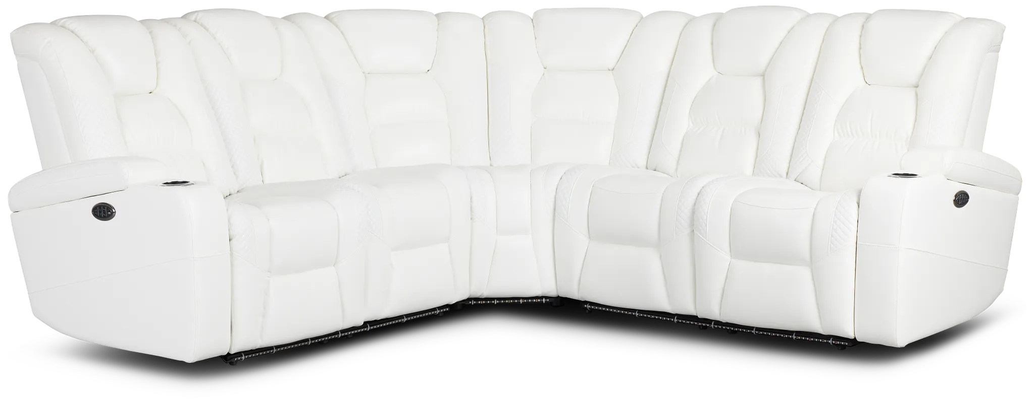 Troy White Micro Small Dual Power Reclining Two-arm Sectional