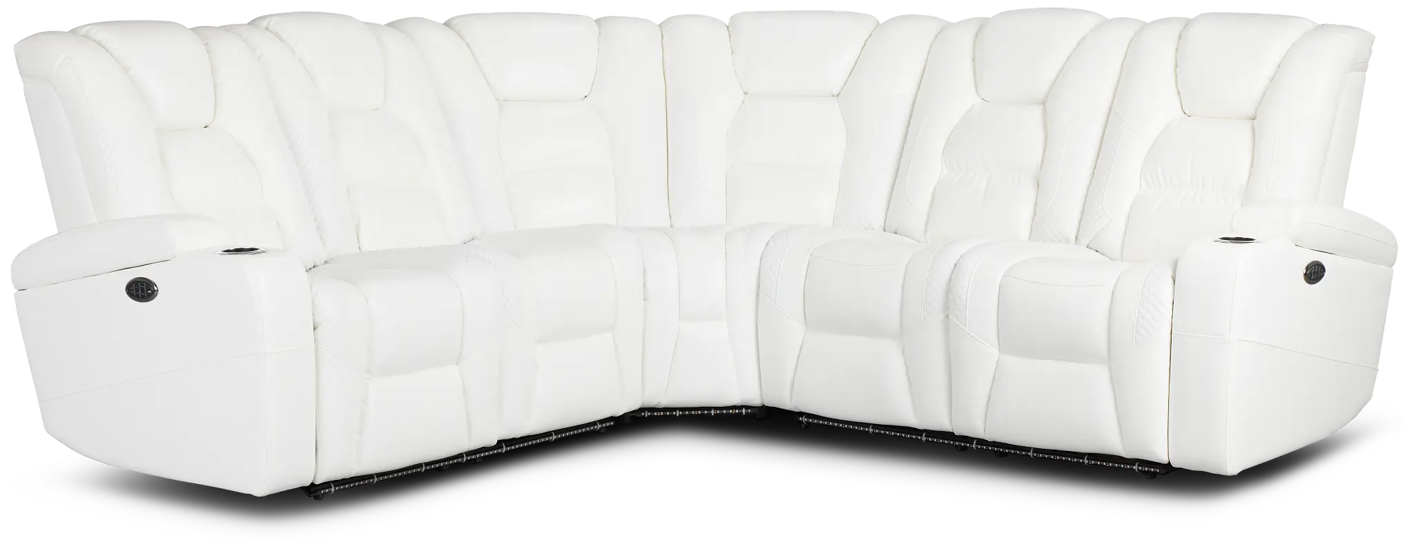 Troy White Micro Small Dual Power Reclining Two-arm Sectional Troy White Micro Small Dual Power Reclining Two-arm Sectional