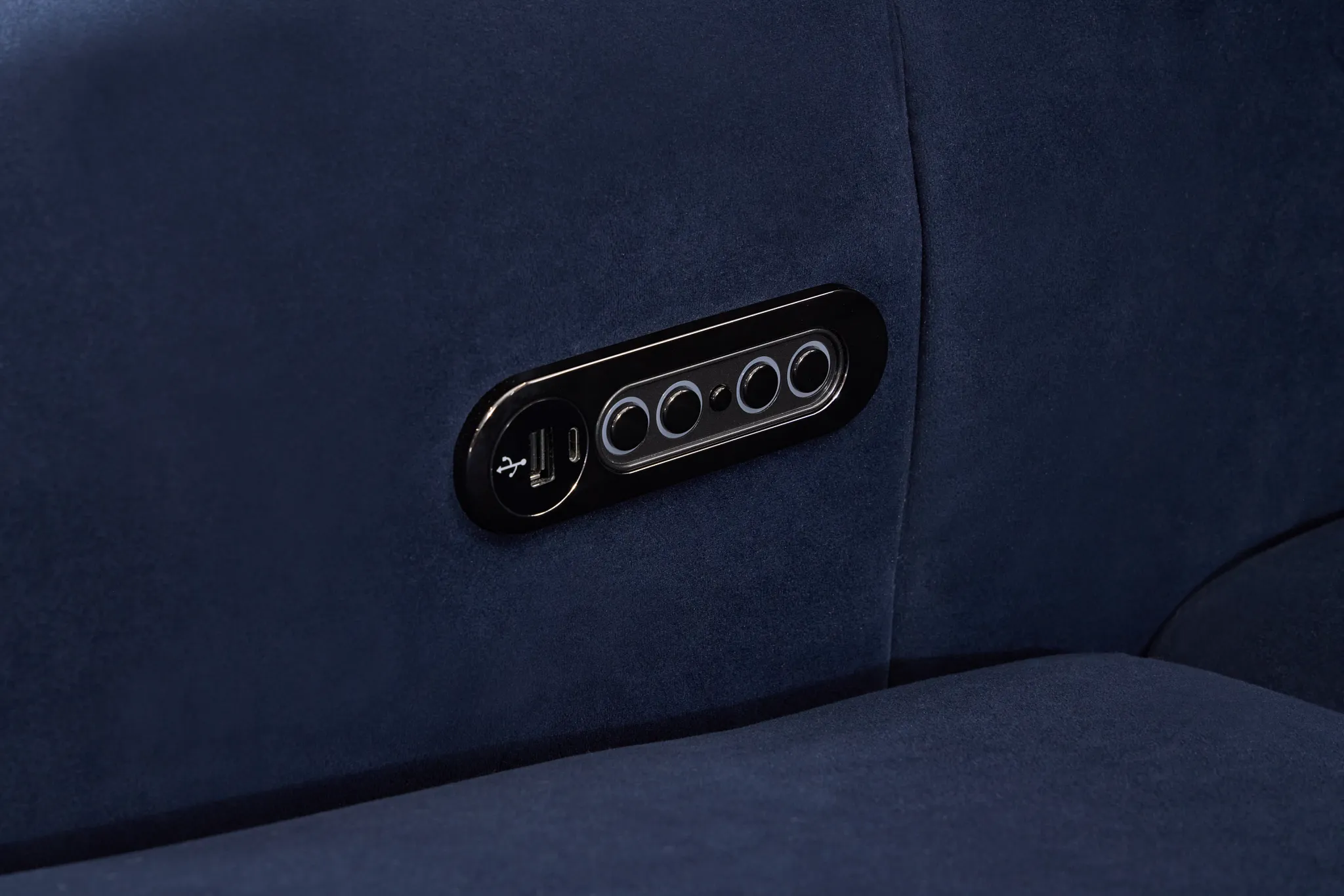 Gemma Navy Velvet Medium Triple Power Right Chaise Sectional